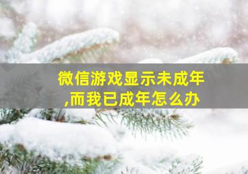 微信游戏显示未成年,而我已成年怎么办