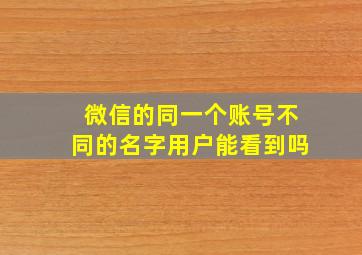 微信的同一个账号不同的名字用户能看到吗