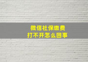 微信社保缴费打不开怎么回事