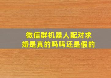 微信群机器人配对求婚是真的吗吗还是假的