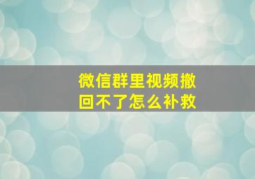 微信群里视频撤回不了怎么补救