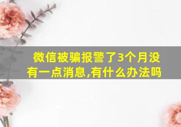 微信被骗报警了3个月没有一点消息,有什么办法吗