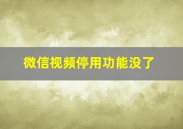 微信视频停用功能没了