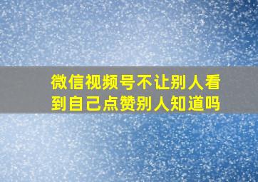 微信视频号不让别人看到自己点赞别人知道吗