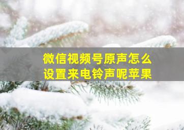 微信视频号原声怎么设置来电铃声呢苹果