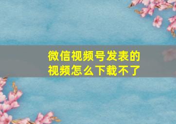 微信视频号发表的视频怎么下载不了