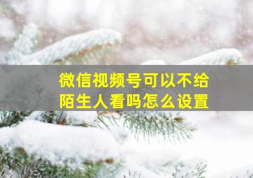 微信视频号可以不给陌生人看吗怎么设置