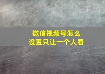 微信视频号怎么设置只让一个人看