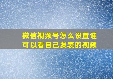 微信视频号怎么设置谁可以看自己发表的视频