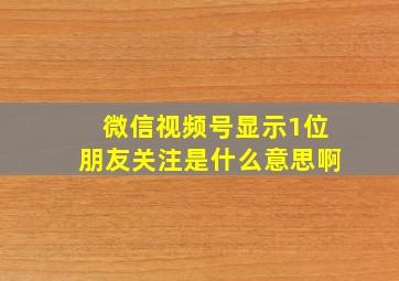 微信视频号显示1位朋友关注是什么意思啊