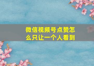 微信视频号点赞怎么只让一个人看到