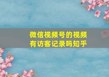 微信视频号的视频有访客记录吗知乎