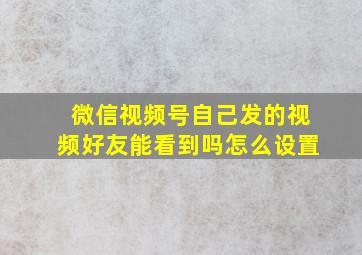 微信视频号自己发的视频好友能看到吗怎么设置