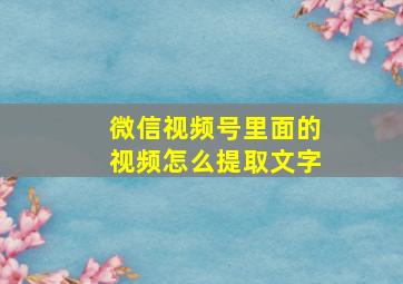 微信视频号里面的视频怎么提取文字