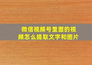 微信视频号里面的视频怎么提取文字和图片