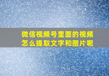 微信视频号里面的视频怎么提取文字和图片呢