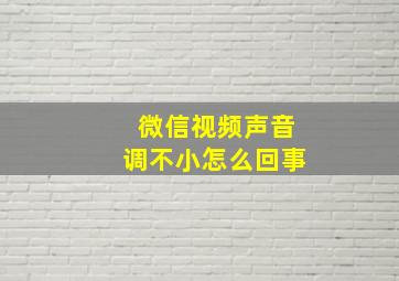 微信视频声音调不小怎么回事