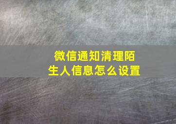 微信通知清理陌生人信息怎么设置