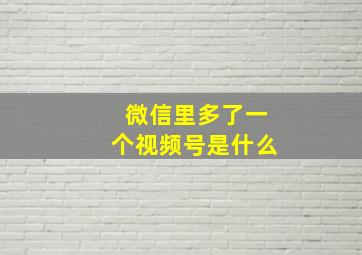 微信里多了一个视频号是什么