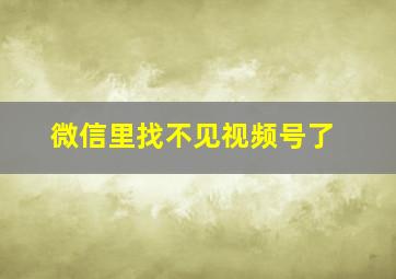 微信里找不见视频号了