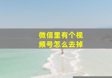 微信里有个视频号怎么去掉