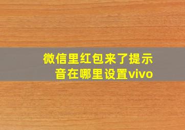 微信里红包来了提示音在哪里设置vivo