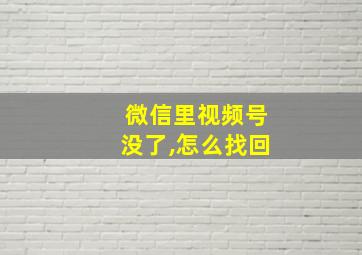 微信里视频号没了,怎么找回