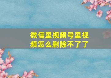 微信里视频号里视频怎么删除不了了