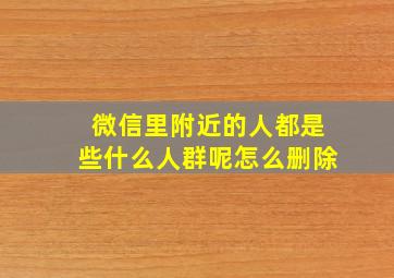 微信里附近的人都是些什么人群呢怎么删除