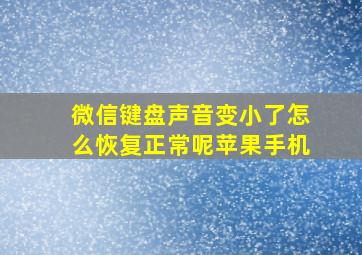 微信键盘声音变小了怎么恢复正常呢苹果手机