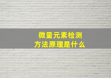 微量元素检测方法原理是什么