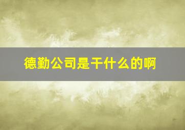 德勤公司是干什么的啊