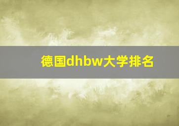 德国dhbw大学排名