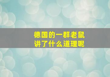 德国的一群老鼠讲了什么道理呢