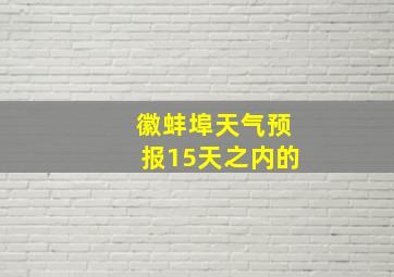 徽蚌埠天气预报15天之内的