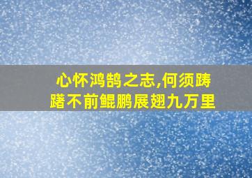 心怀鸿鹄之志,何须踌躇不前鲲鹏展翅九万里