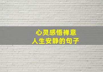 心灵感悟禅意人生安静的句子