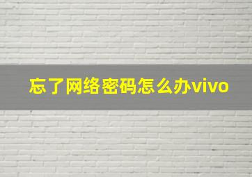 忘了网络密码怎么办vivo