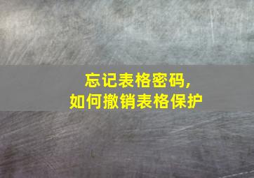 忘记表格密码,如何撤销表格保护