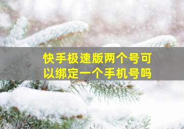 快手极速版两个号可以绑定一个手机号吗