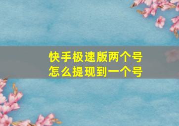 快手极速版两个号怎么提现到一个号