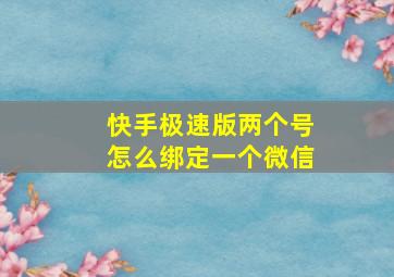 快手极速版两个号怎么绑定一个微信