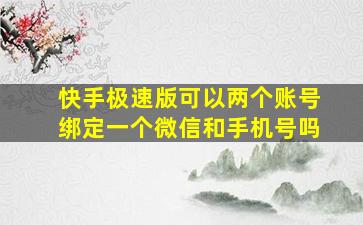 快手极速版可以两个账号绑定一个微信和手机号吗