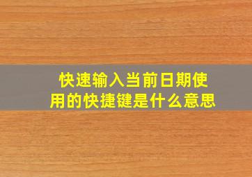 快速输入当前日期使用的快捷键是什么意思