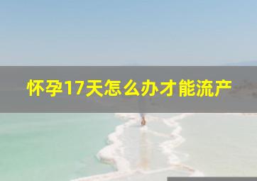 怀孕17天怎么办才能流产