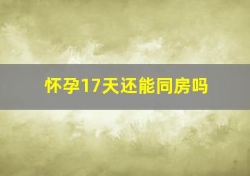 怀孕17天还能同房吗