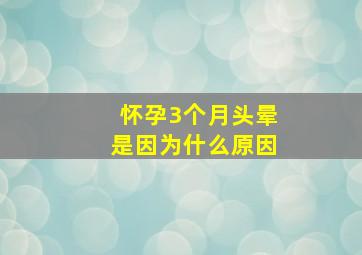 怀孕3个月头晕是因为什么原因