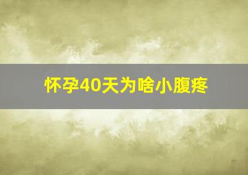 怀孕40天为啥小腹疼