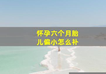 怀孕六个月胎儿偏小怎么补