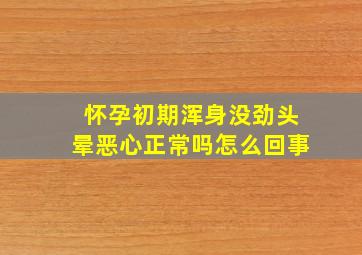 怀孕初期浑身没劲头晕恶心正常吗怎么回事